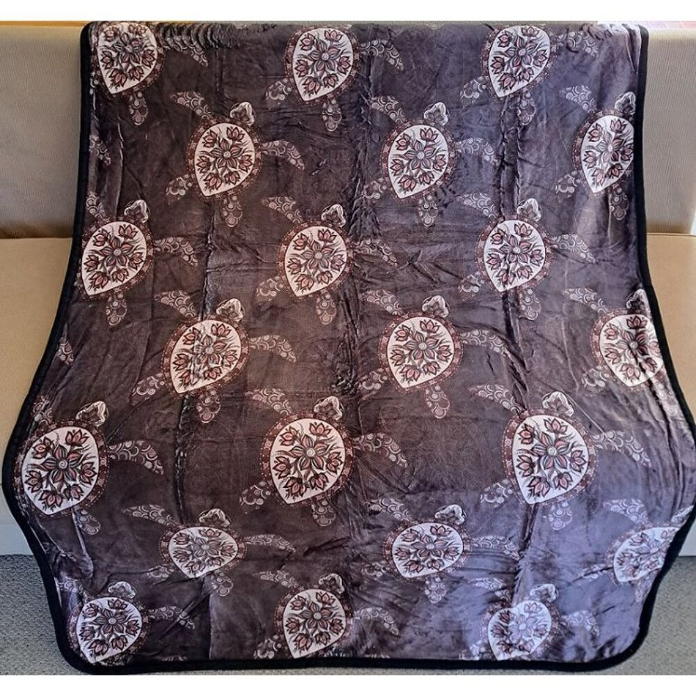 New Brown Sea Turtle Plush Fleece Throw Gift Blanket Sherpa Turtles SOFT Ocean